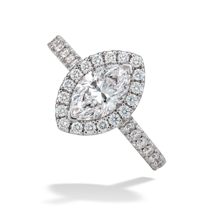 Marquise Center Diamond Ring with Diamond Halo