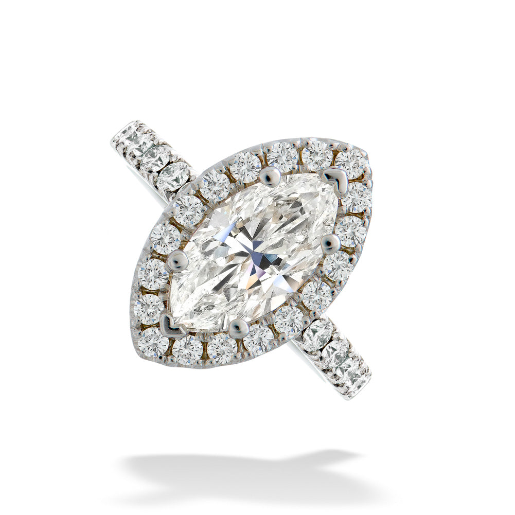 Marquise Centert Diamond Halo Engagement Ring