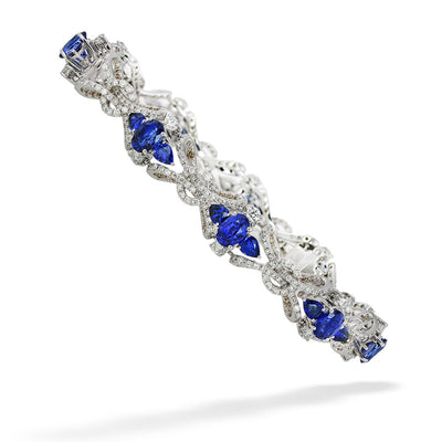 Blue Sapphire, Cognac & White Diamond Bracelet