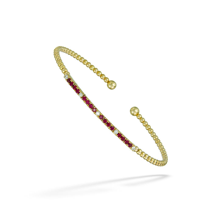 Yellow Gold, Rubies & Diamonds Bujukan Cuff Bracelet by Gabriel & Co.