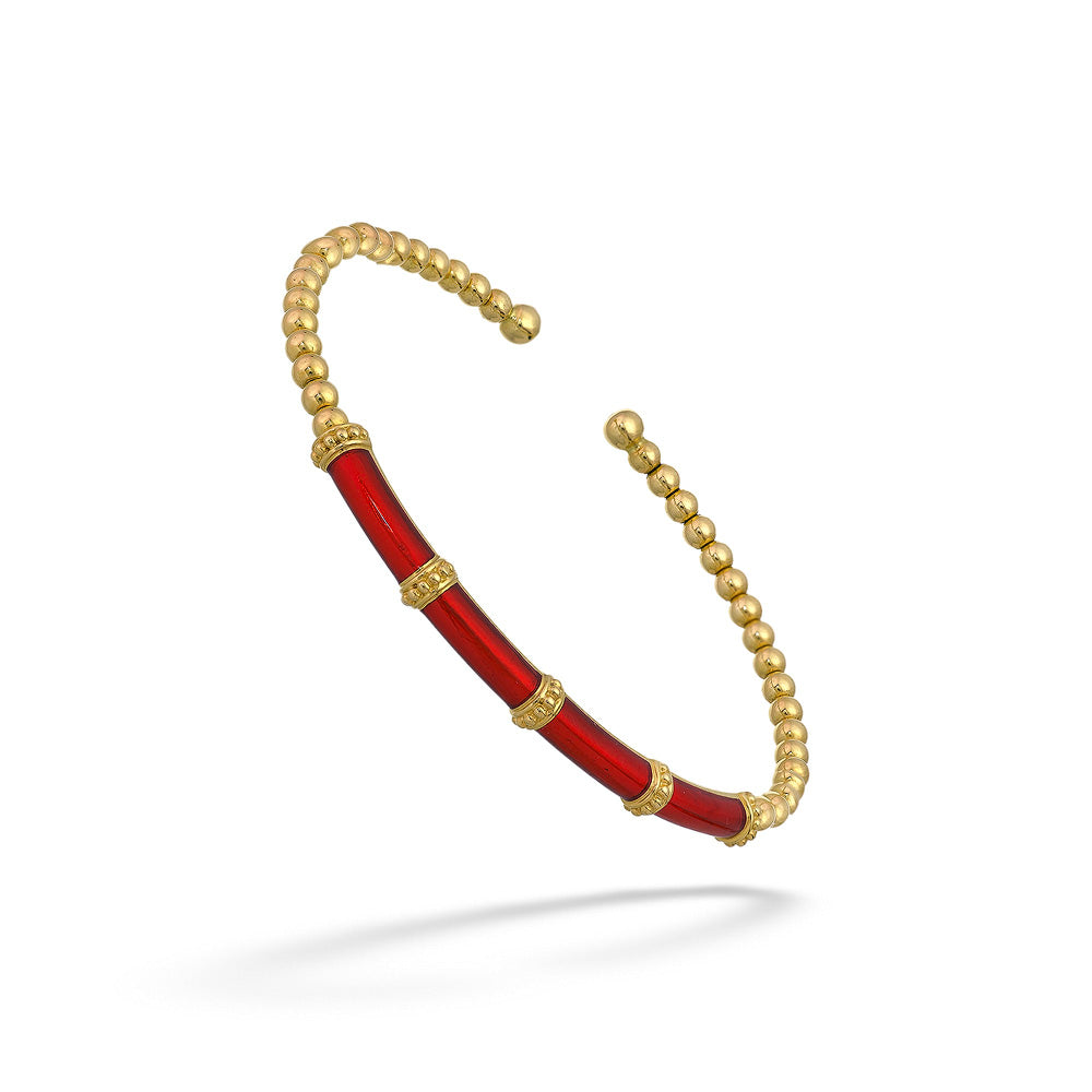 Red Enamel Bujukan Cuff Bracelet by Gabriel & Co.