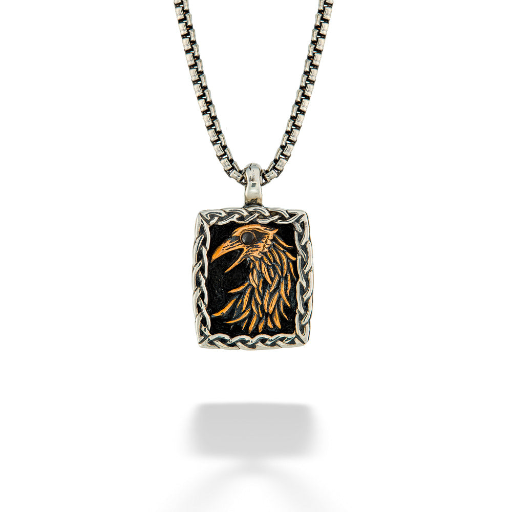 Small Raven Pendant & Chain by Keith Jack