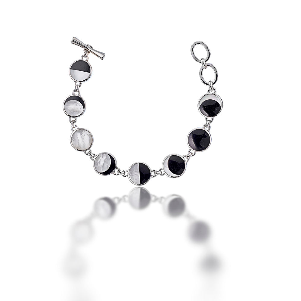 Mother Of Pearl & Black Shell Moon Bracelet by Acleoni
