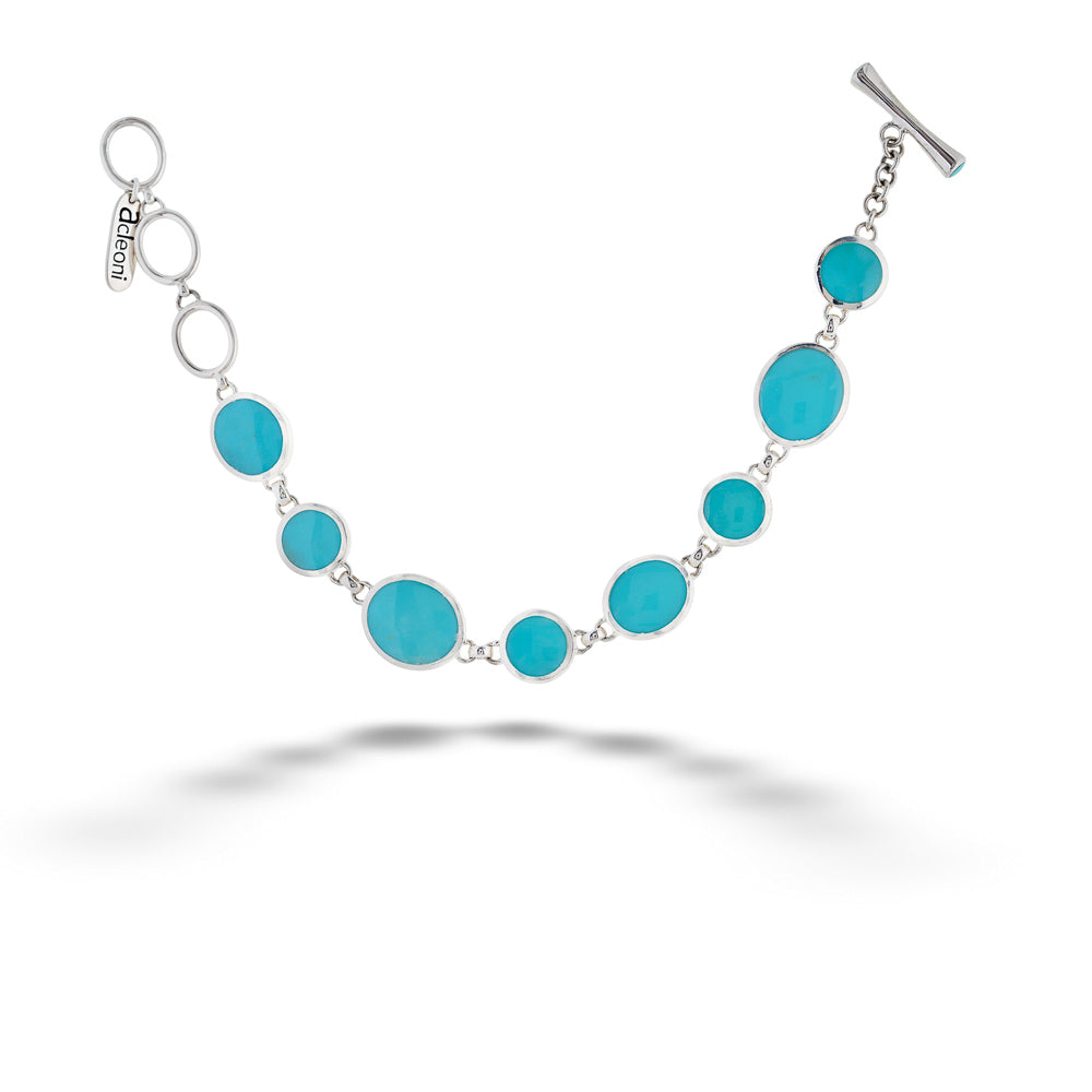 Turquoise and Lapis Link Bracelet by Acleoni