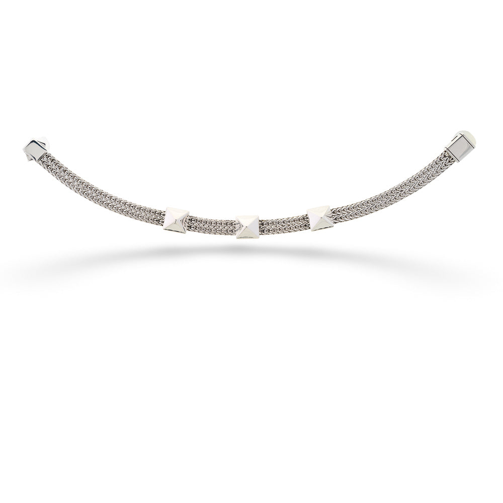 Icon Silver 3 Station Stud Wide Bracelet by John Hardy