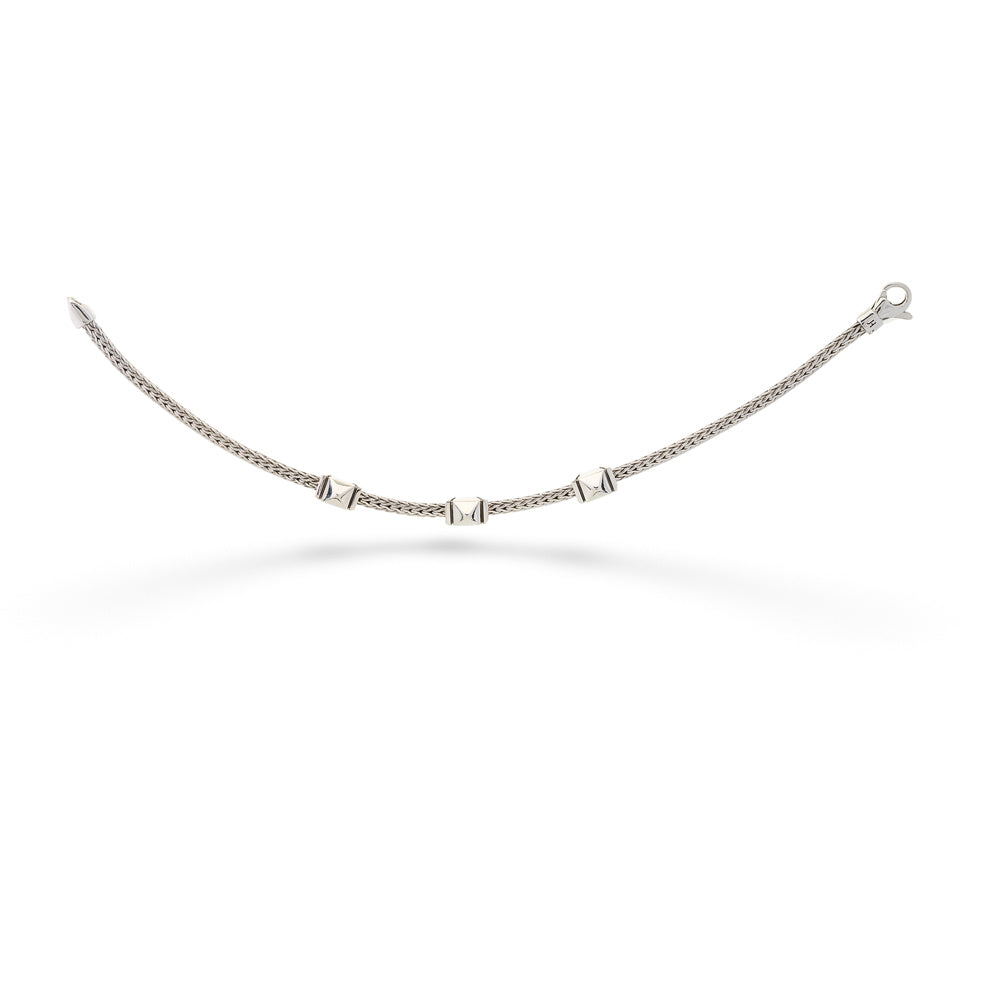  Icon Silver 3 Station Stud Thin Bracelet by John Hardy 