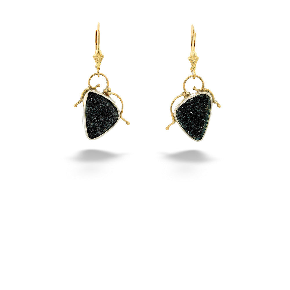 Triangular Black Drusy Earrings