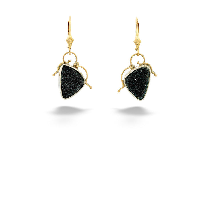Triangular Black Drusy Earrings