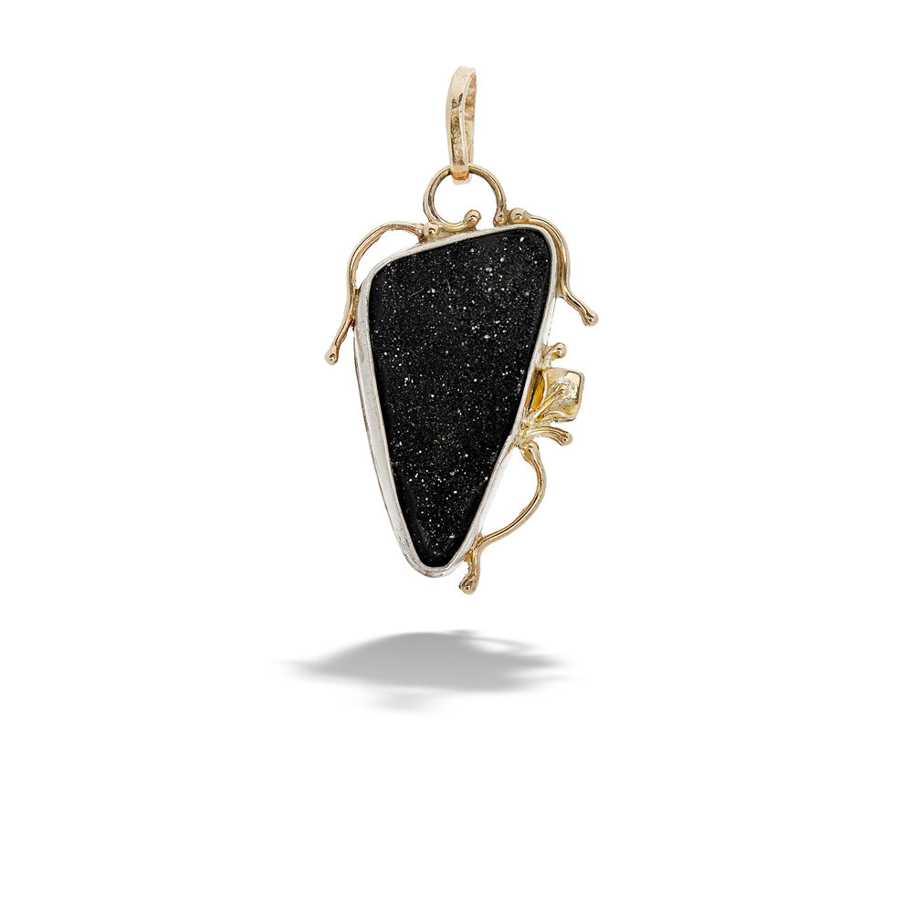 Triangular Black Drusy Pendant