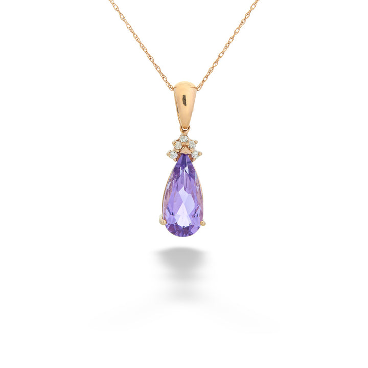  Rose Gold Amethyst Pendant Necklace 