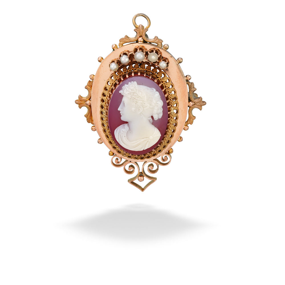 Carnelian Cameo Estate Pin/Pendant Circa 1880&
