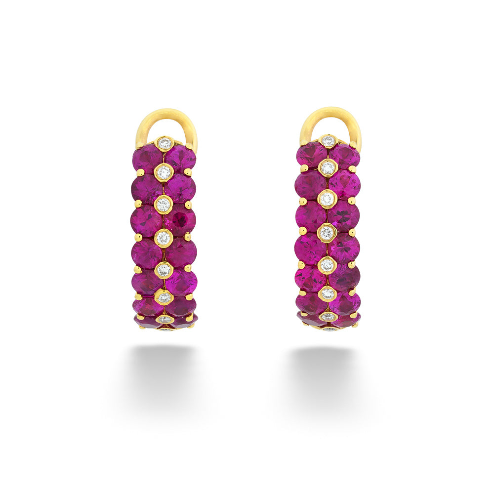 Ruby and Diamond Hoop Earrings