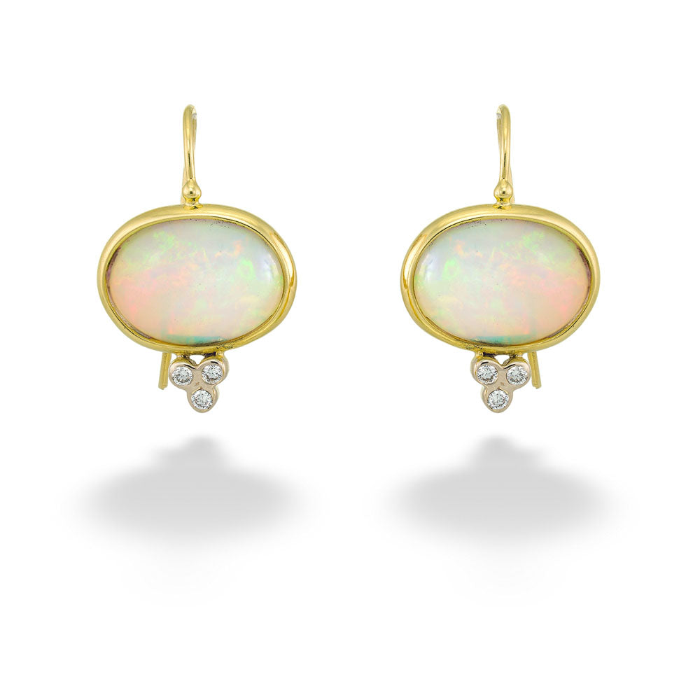 Oval Opal & Diamond Earrings by Mazza