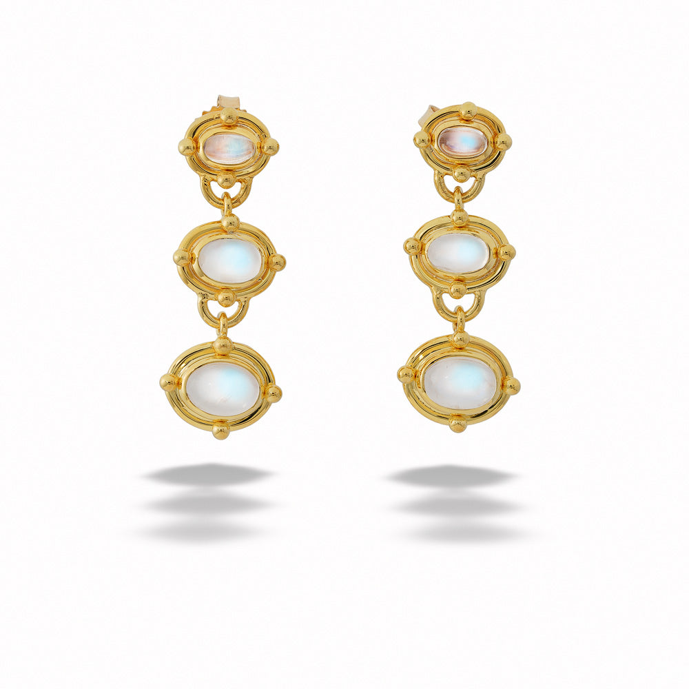 Triple Moonstone Dangle Earrings by Mazza
