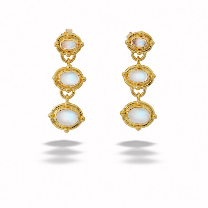 Triple Moonstone Dangle Earrings by Mazza