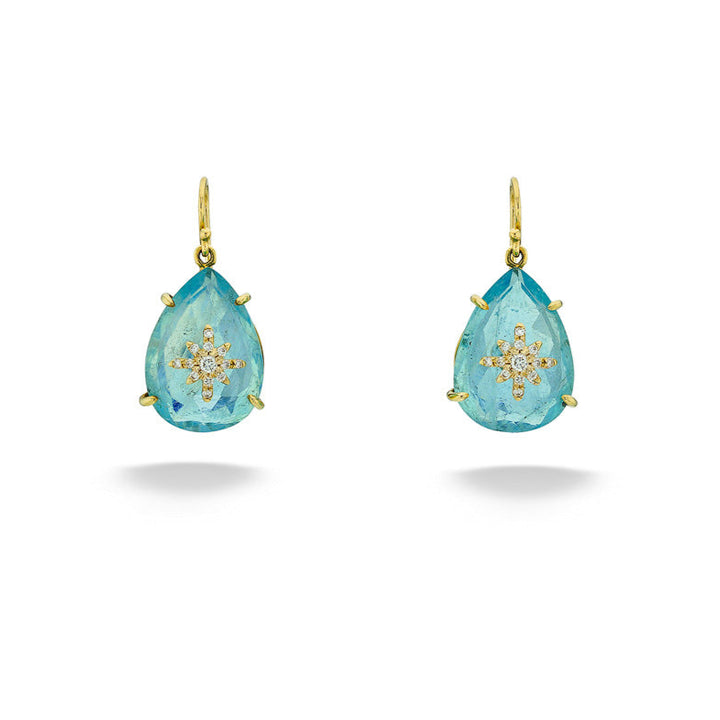 14ky Aquamarine & 0.18tdw Diamond Earrings by Mazza