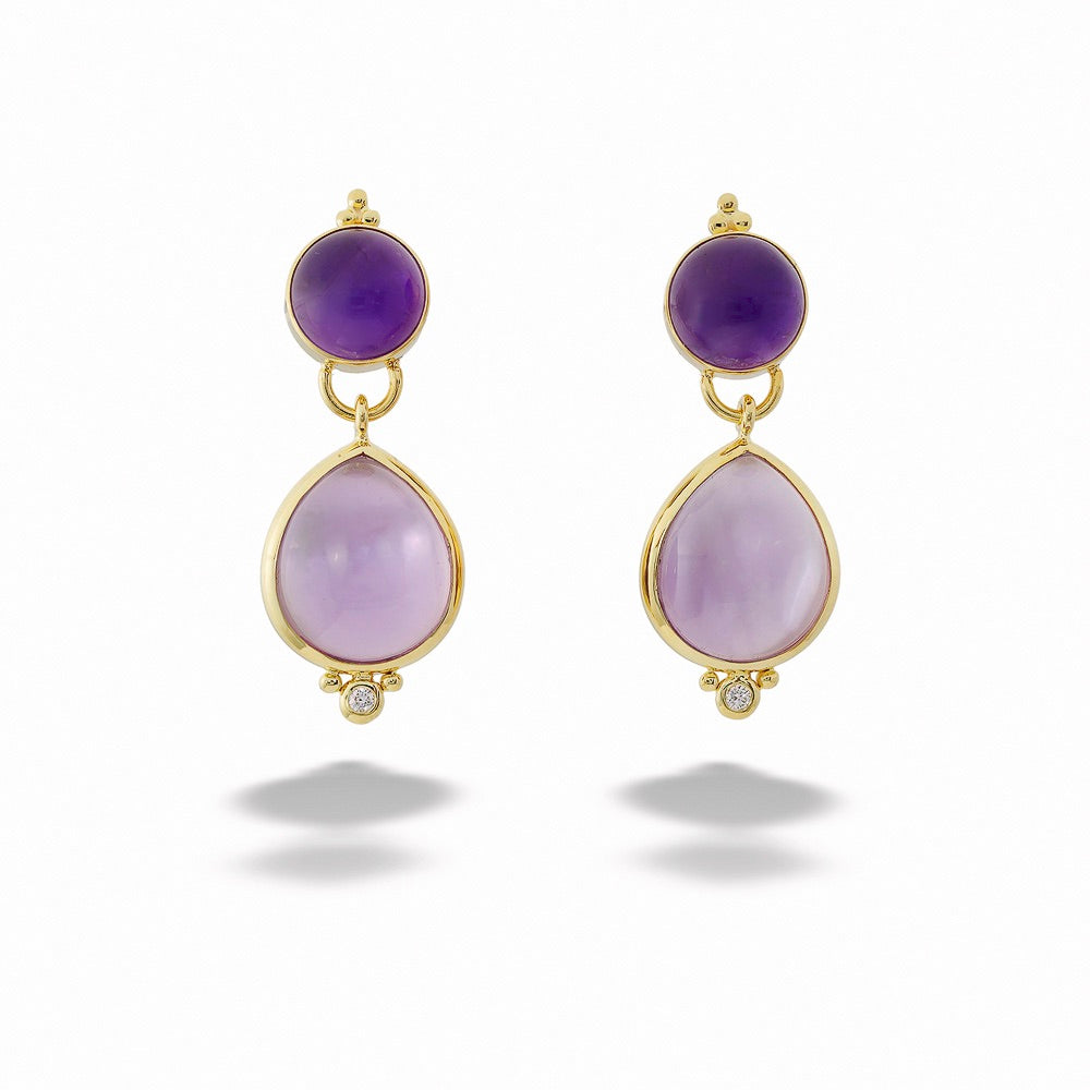 Two-Tone Amethyst Dangle Earrings by Mazza
