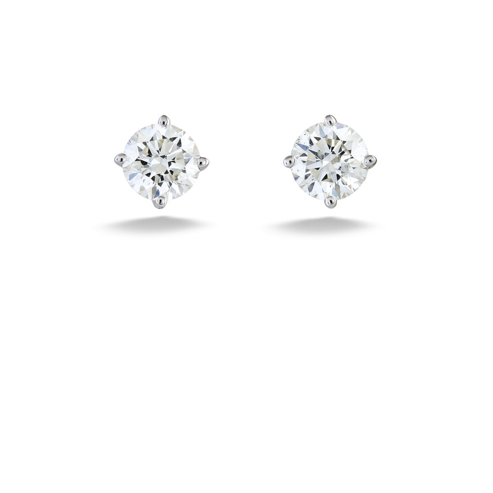 14K White Gold 0.75tdw Round Diamond 4-Prong Studs