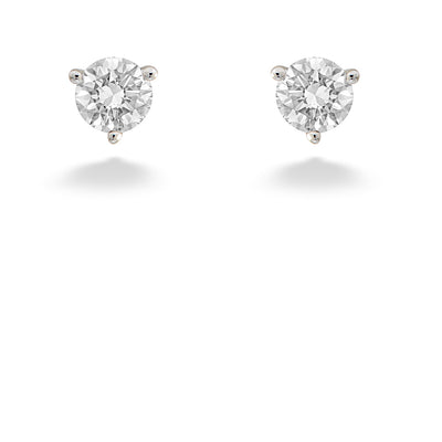 1 Carat Round 3-Prong Diamond Solitaire Earrings
