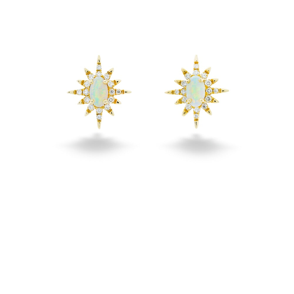 Opal and Diamond Star Earrings by Parle