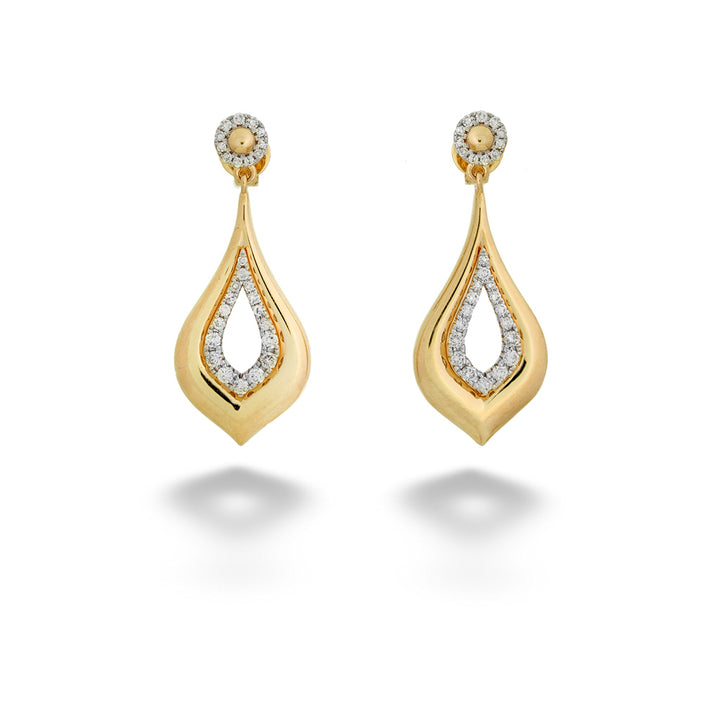 Mixed Metal Diamond Drop Earrings