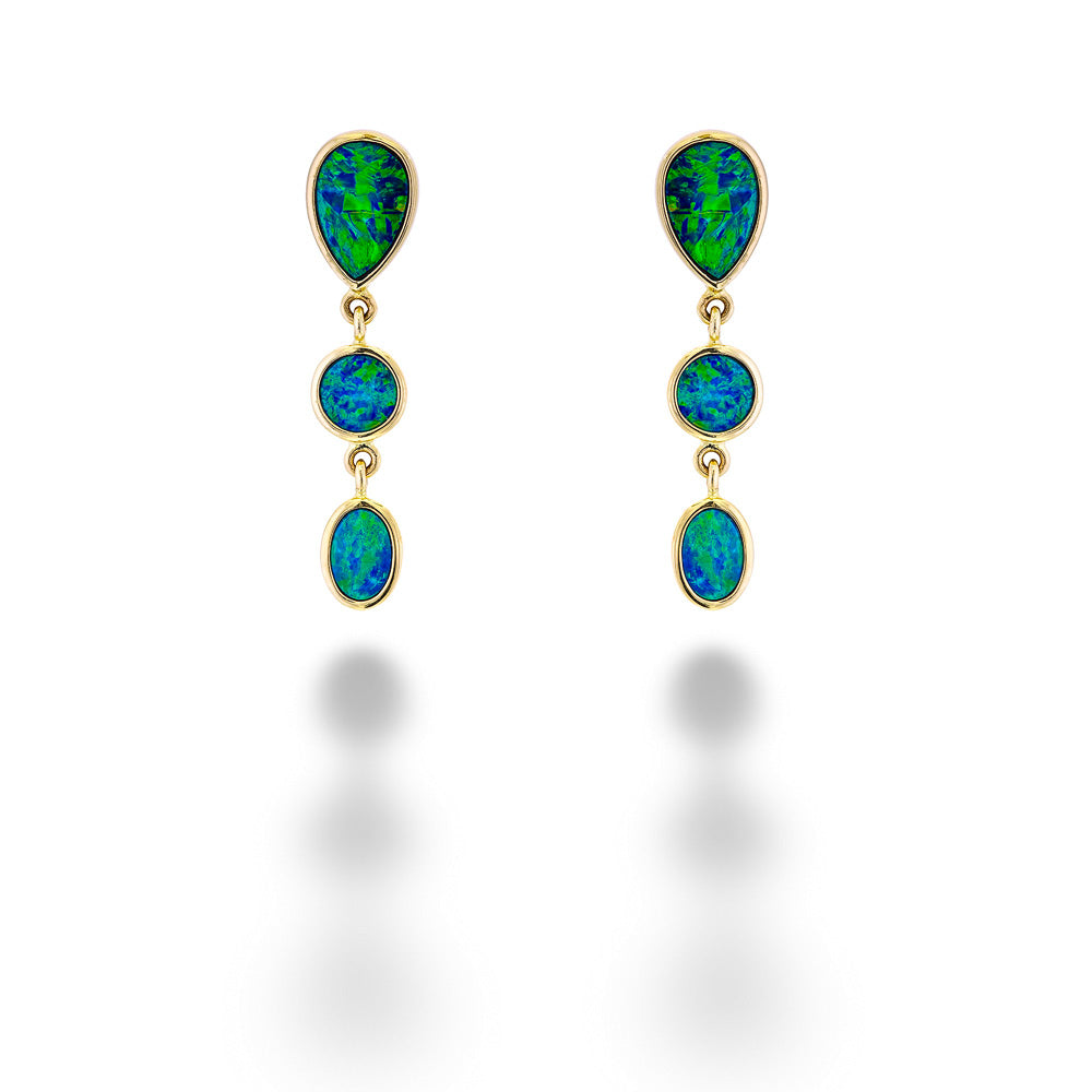 Australian Opal Doublet Drop Earrings by Parle