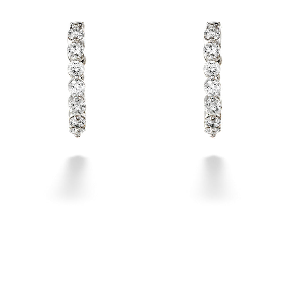 14K White Gold Diamond Hoop Earrings