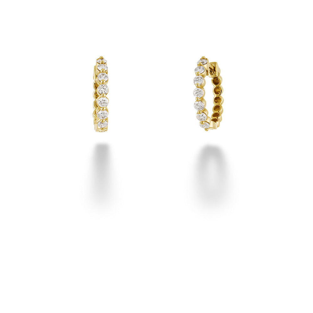 Single Prong Diamond Huggie Earrings