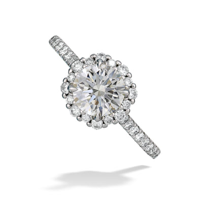 Diamond Floral Halo Engagement Ring by De Beers Forevermark