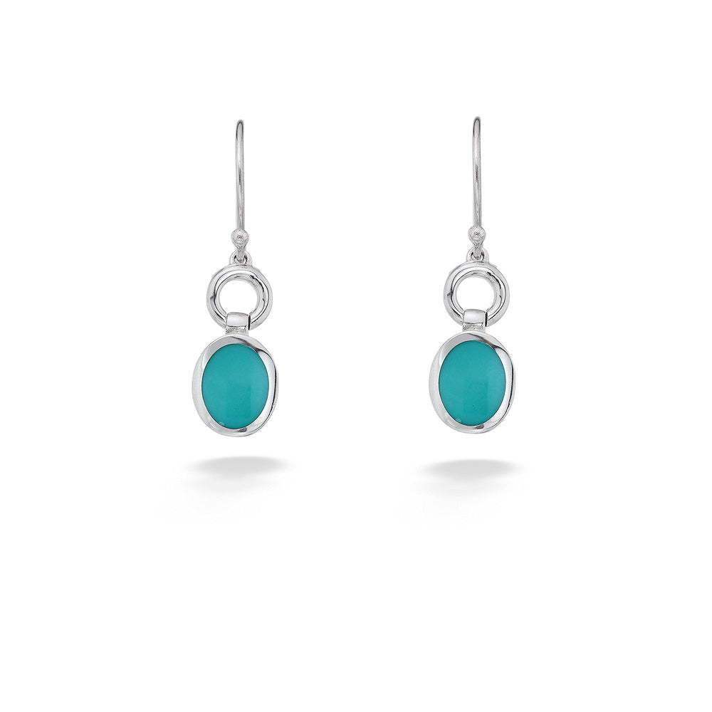 Sterling Silver & Turquoise Drop Earrings by Acleoni