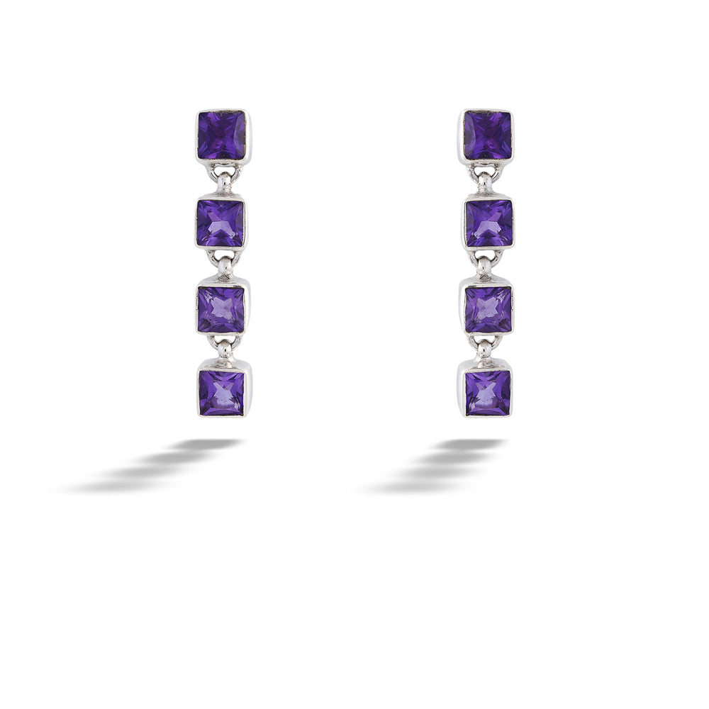 Square Amethyst Drop Earrings by Acleoni