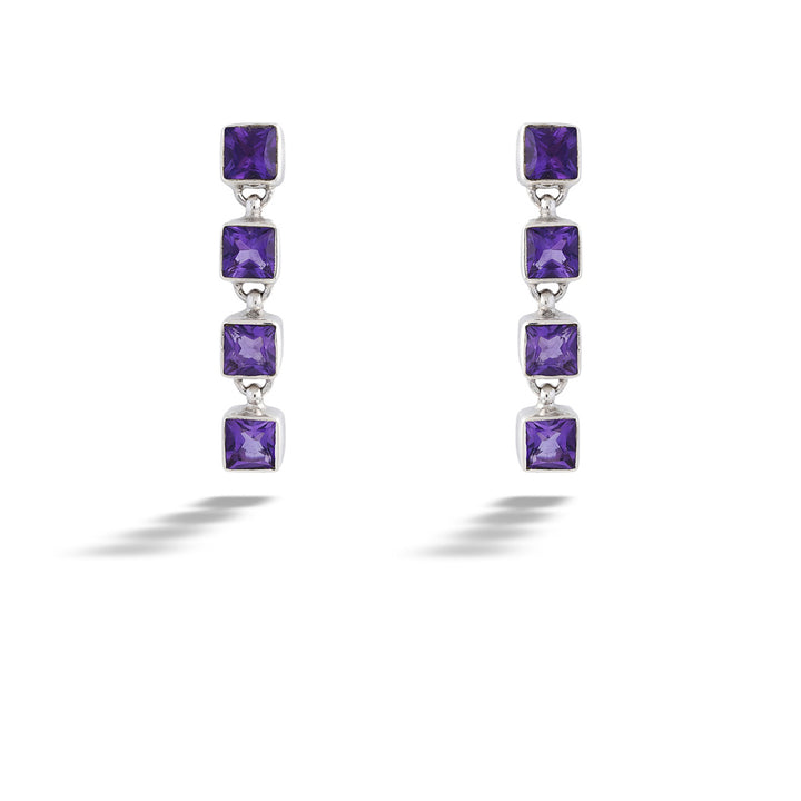 Square Amethyst Drop Earrings by Acleoni