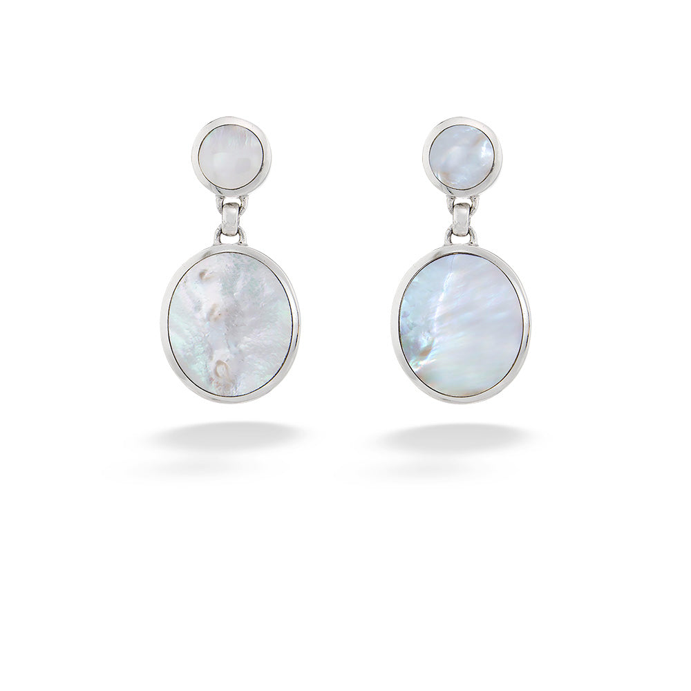 Double Sided White Shell Drop Earrings by Acleoni