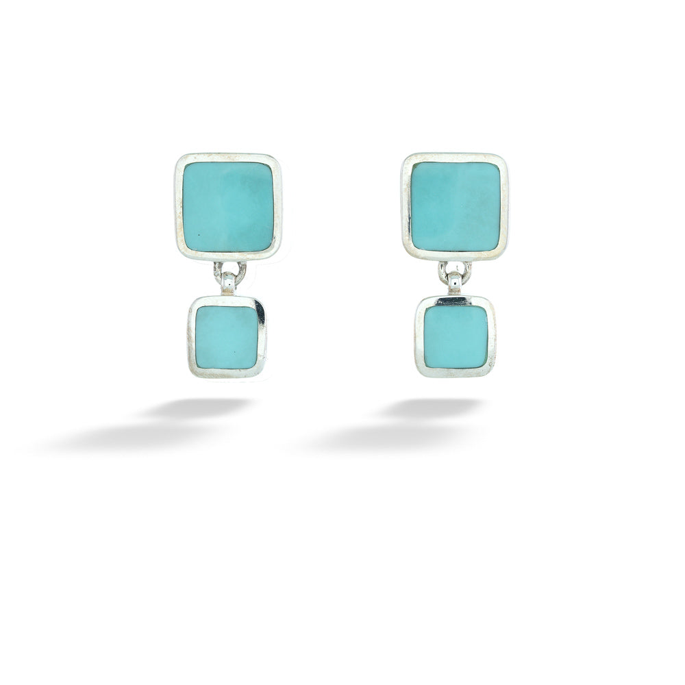 Double Turquoise Square Earrings by Acleoni