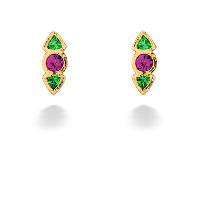 Purple & Mint Garnet Earrings by Parle