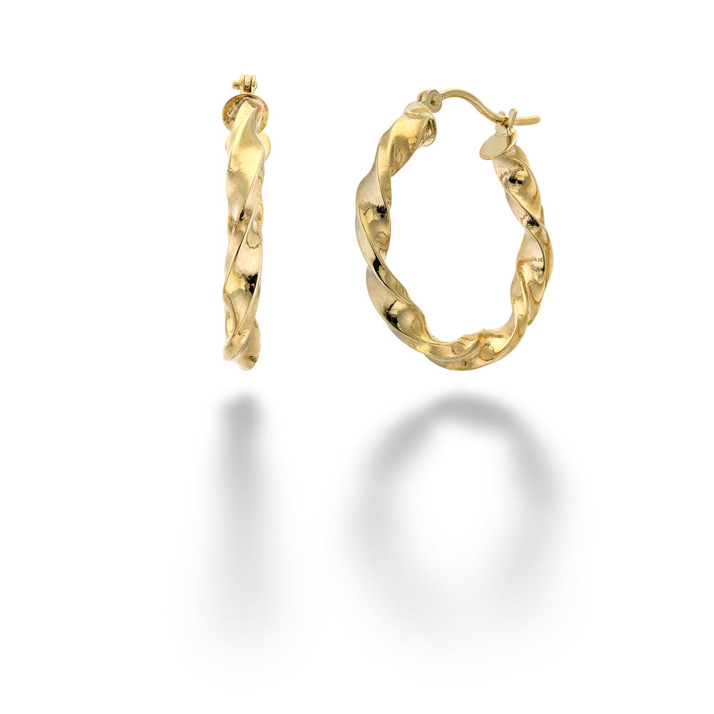 14K Yellow Gold Twisted Hoops