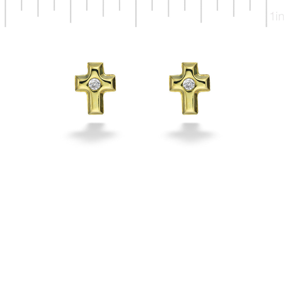 Cross Earrings with CZ Center