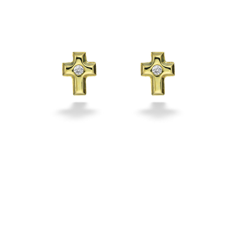 Cross Earrings with CZ Center