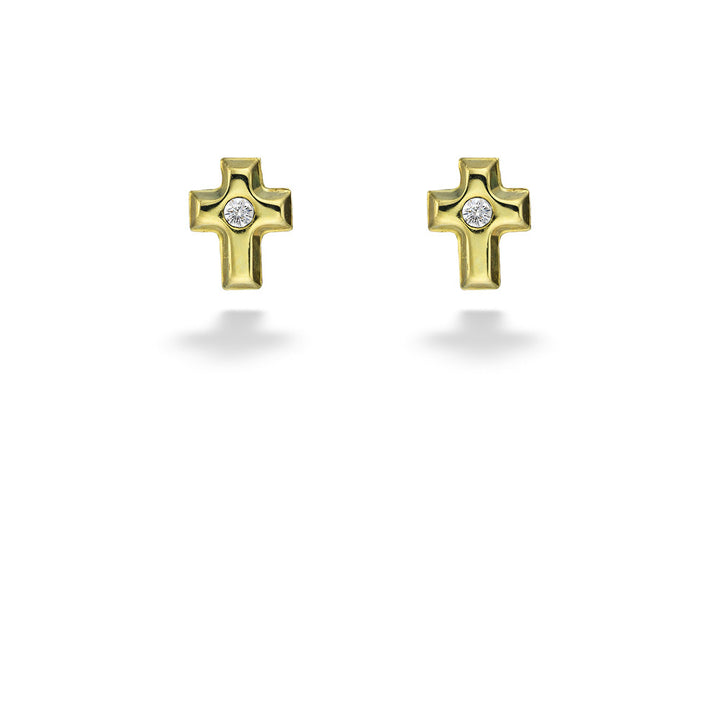 Cross Earrings with CZ Center