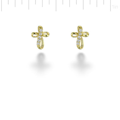 White Topaz Cross Earrings