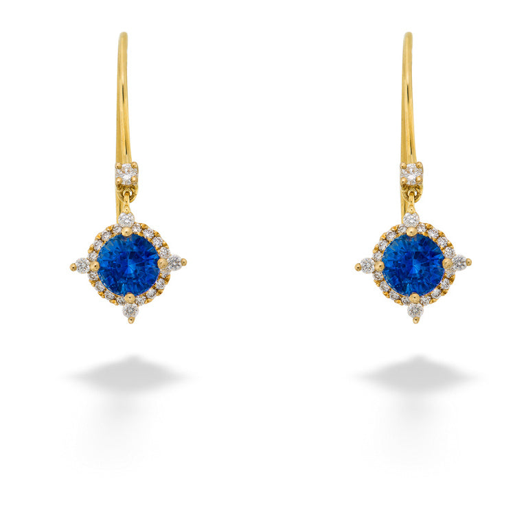 Blue Sapphire & Diamond Drop Earrings