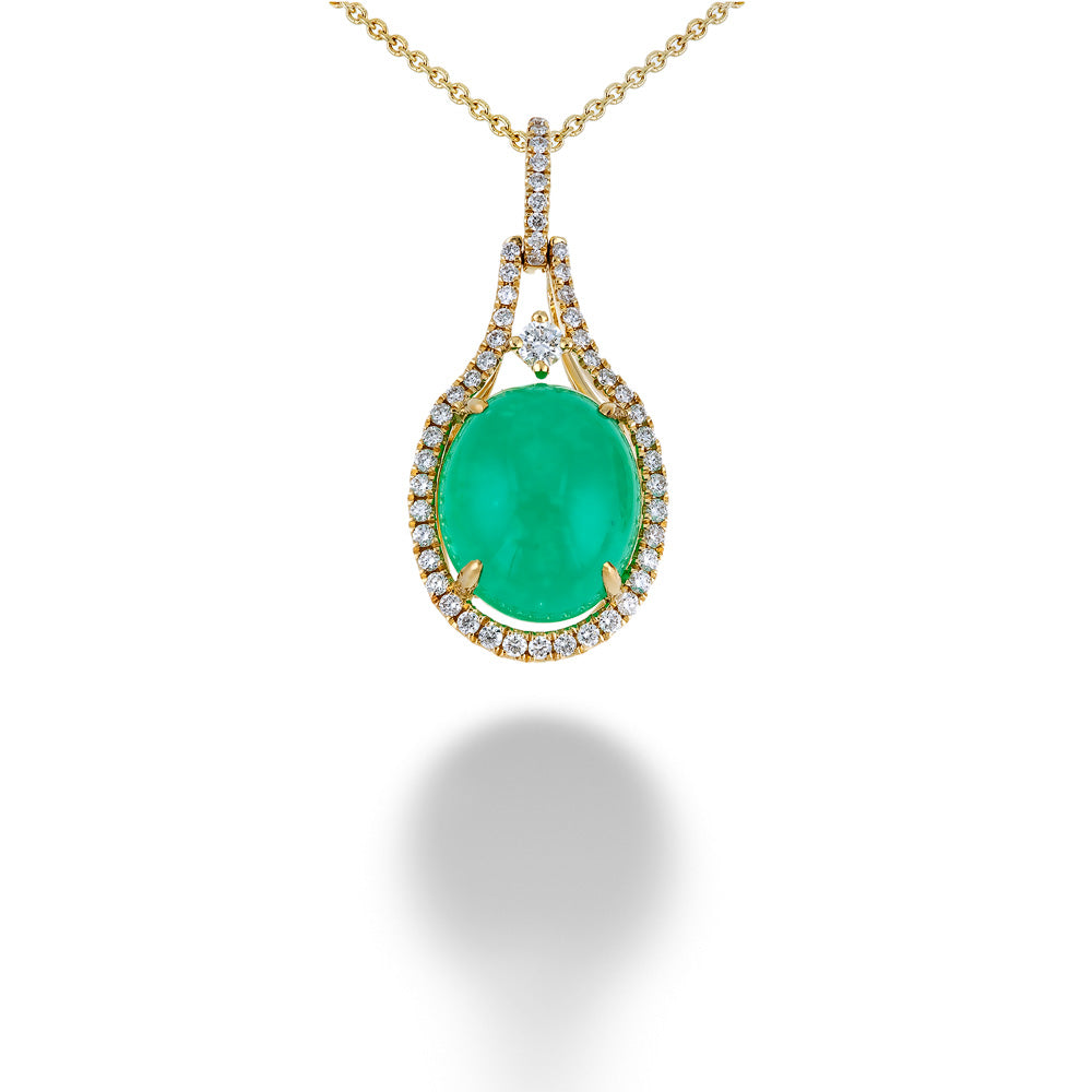 Chrysoprase & Diamond Halo Necklace