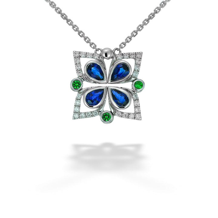 Sapphire, Diamond & Green Garnet Multi-Way Necklace