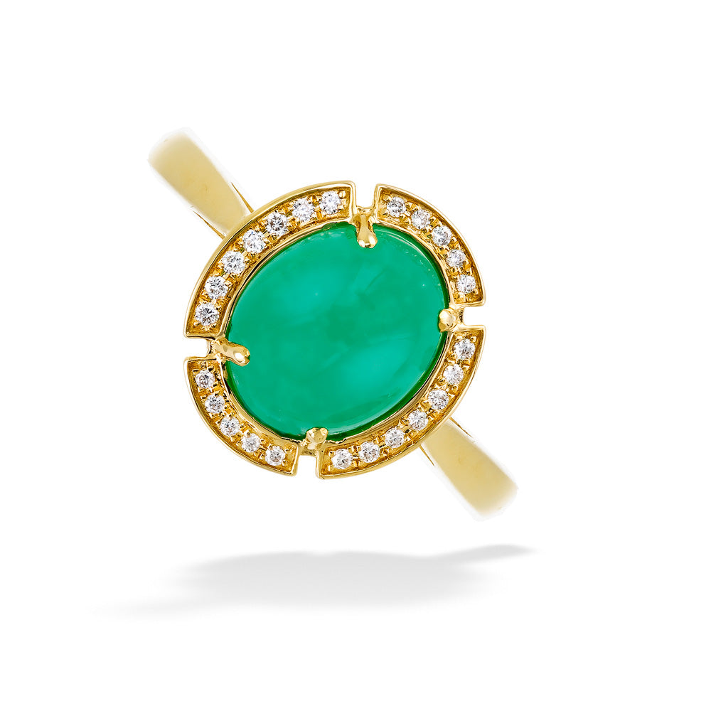 Chrysoprase & Diamond Halo Ring