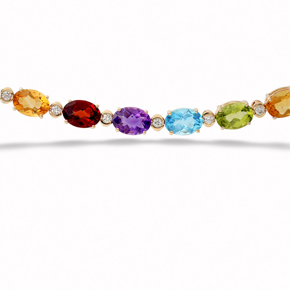 Multicolored gemstone bracelet on a white background Multi-Stone Rainbow Bracelet