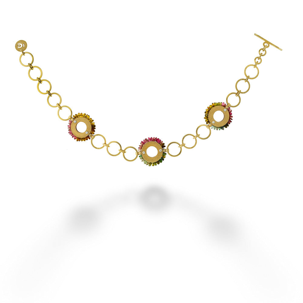 Multi-Color Tourmaline Open Circle Bracelet by Mysterium