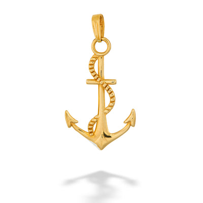 14K Yellow Gold Gents Anchor Charm