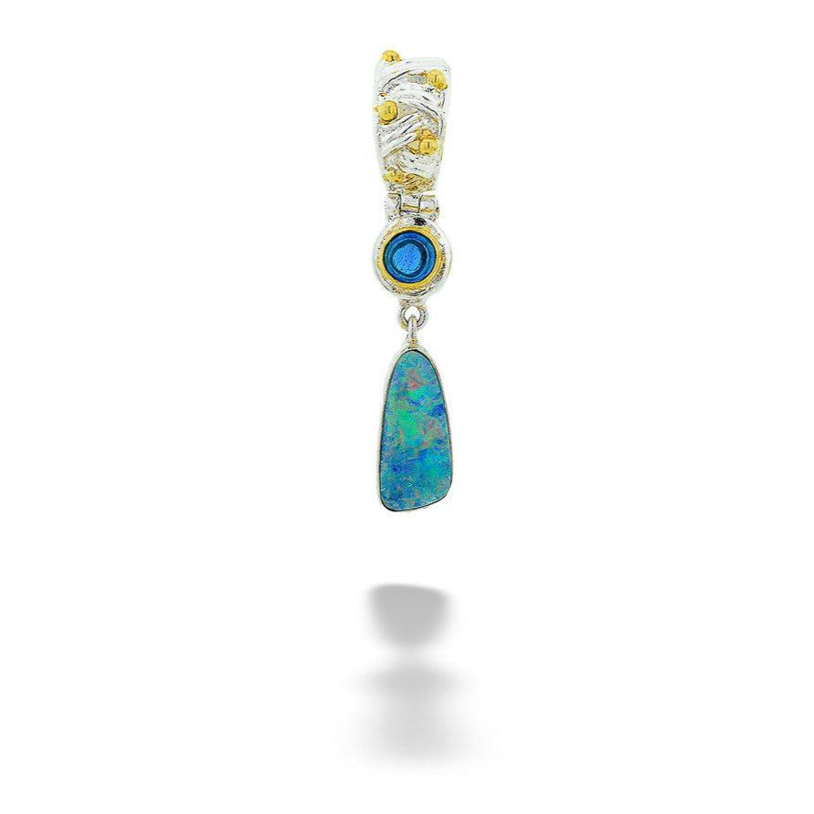 SS & 22kt Gold Vermeil Kyanite & Opal Pendant by Michou