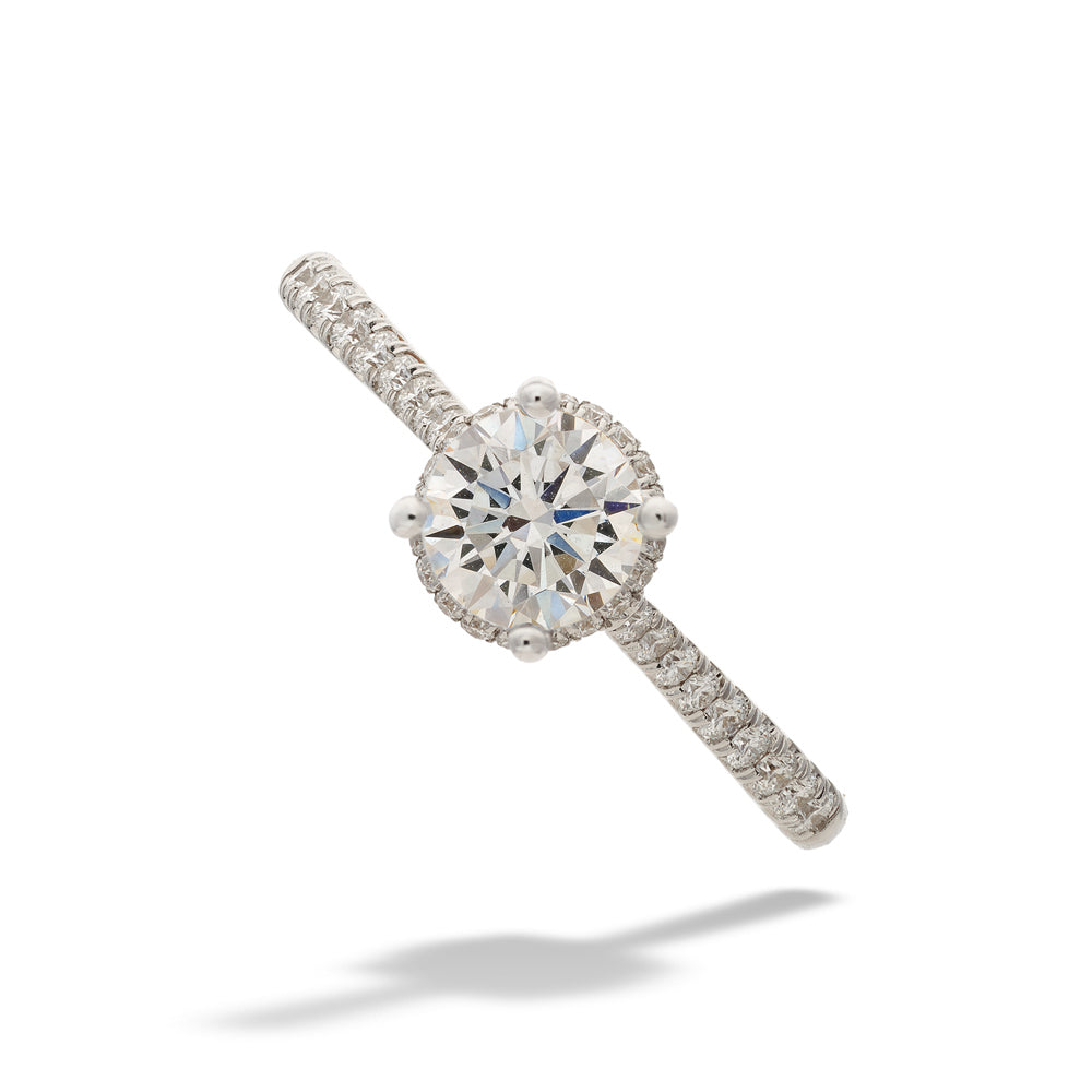 14K White Gold Hidden Halo Semi-Mount Ring