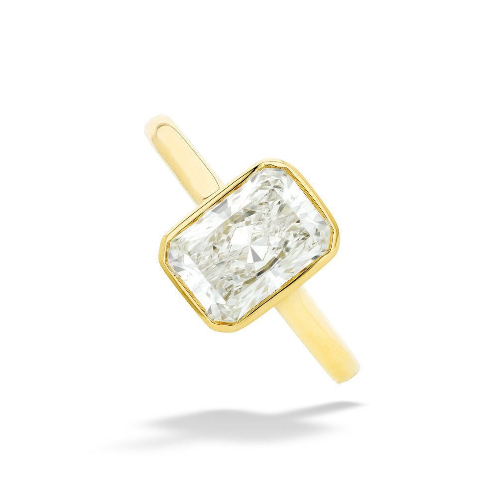 Radiant Lab Grown Diamond Bezel Set Engagement Ring